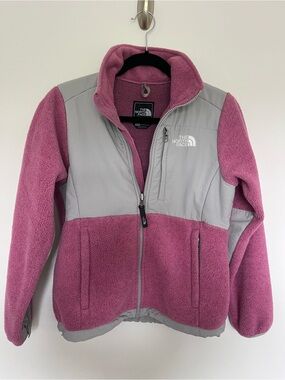 The North Face Pink and Light Gray Denali-Style Fleece Jacket